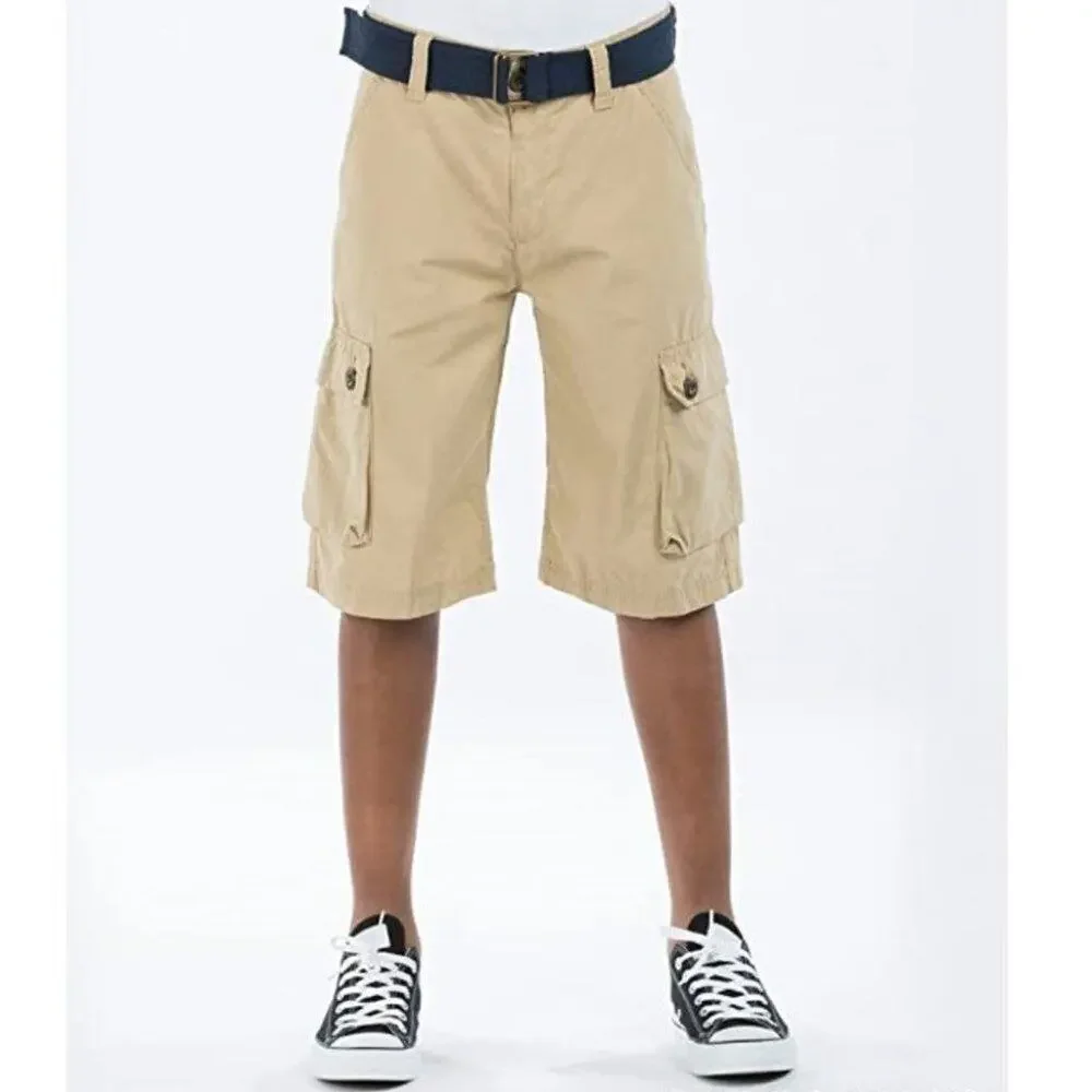 Levi's Boys Belted Cargo Shorts Size 6 Reg Khaki Cotton Casual Summer School New